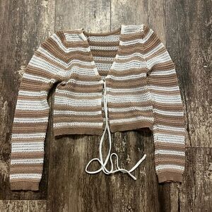 Striped Brown and White Women's Sweater